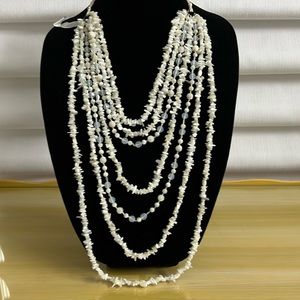 Ladies seven stranded mother of pearl and crystal necklace